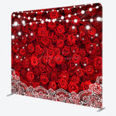 Aperturee - Aperturee Lighted Romantic Red Rose Lace Pillow Case Backdrop